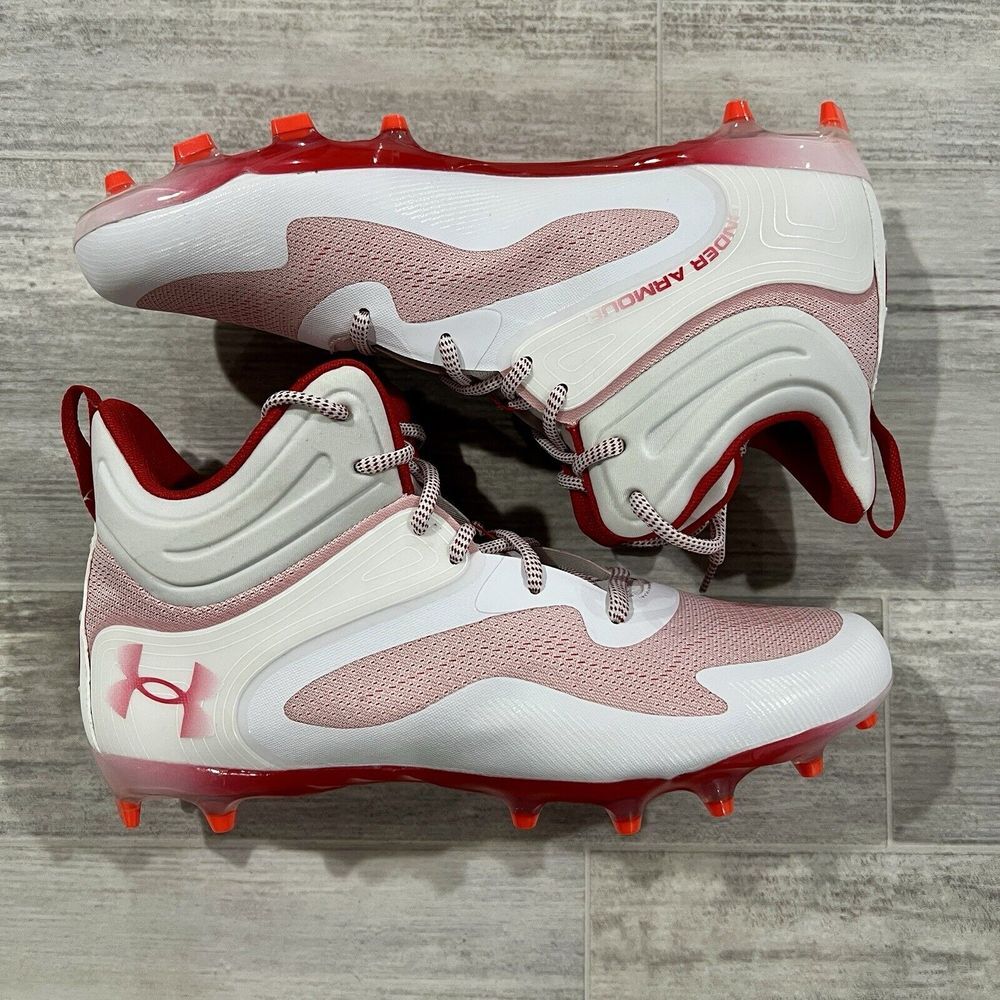 Lacrosse Cleats Under Armour Command‎ MC Mid Red White UA Men's 11.5 3025639-101